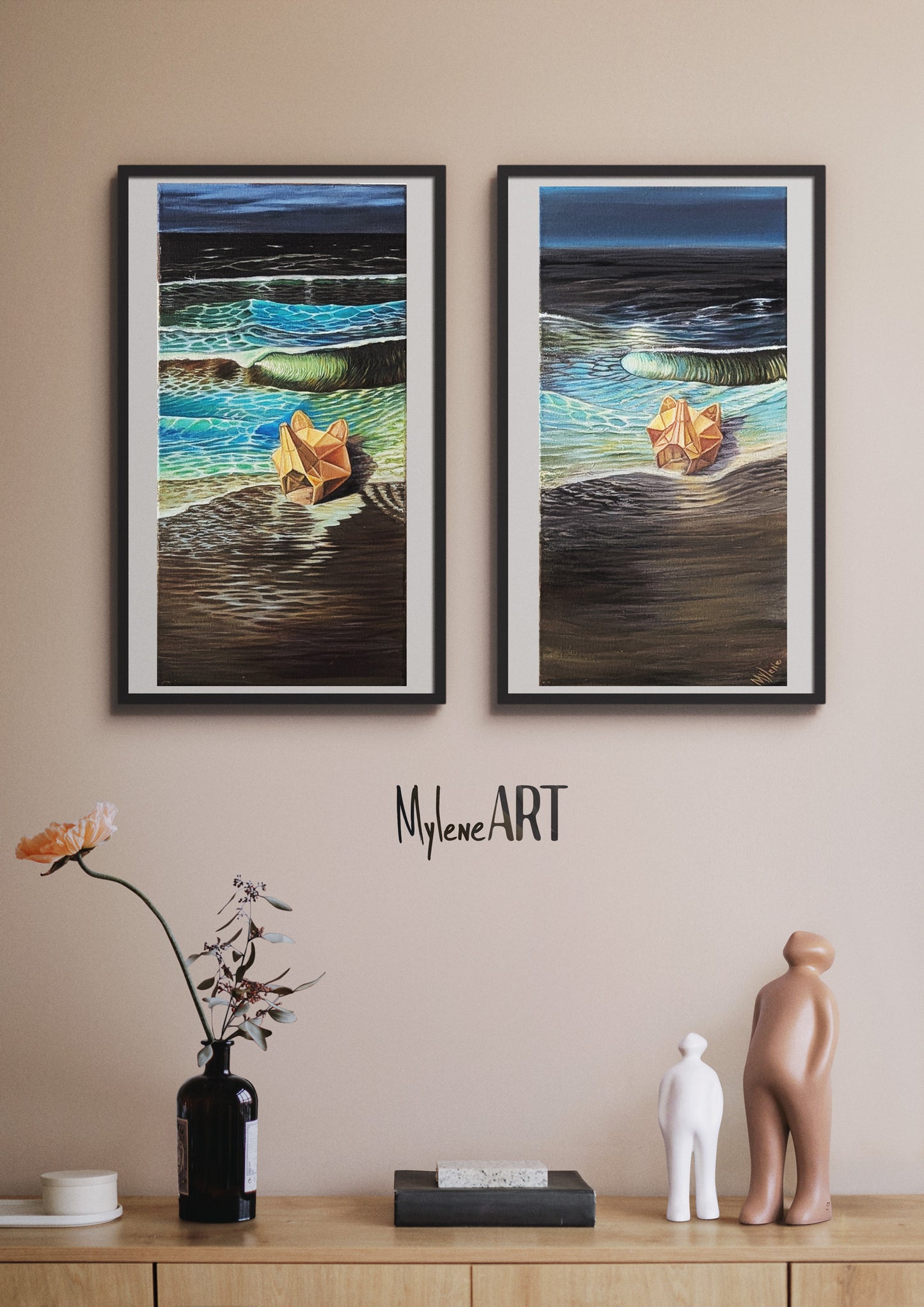 The frame shown is not included with the work