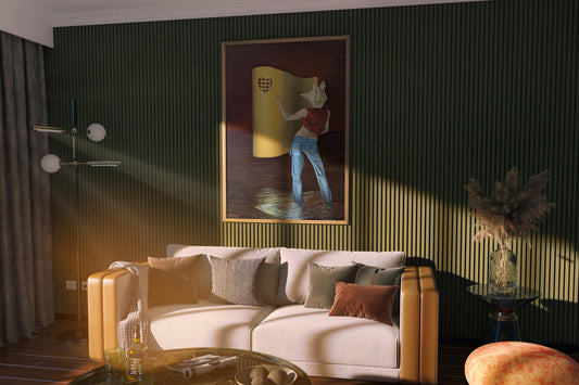 The frame shown is not included with the work