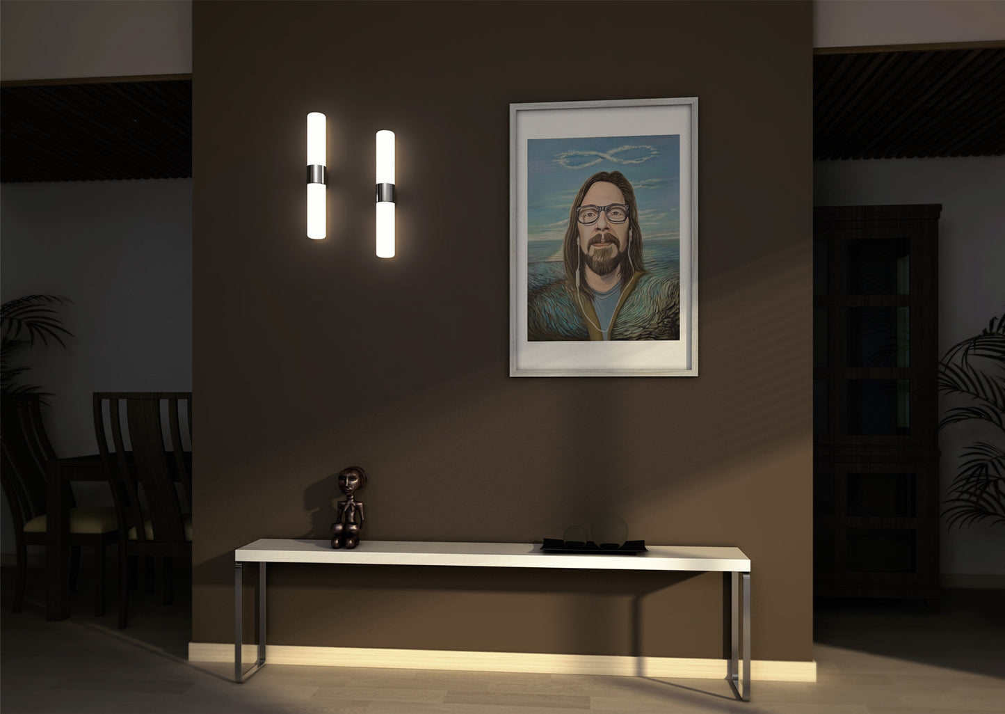 The frame shown is not included with the work