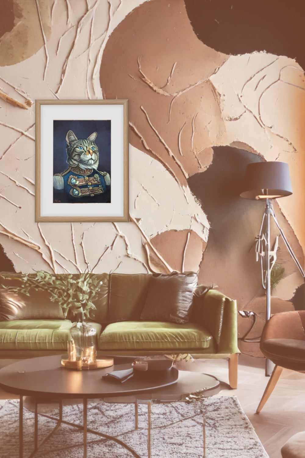 The frame shown is not included with the work