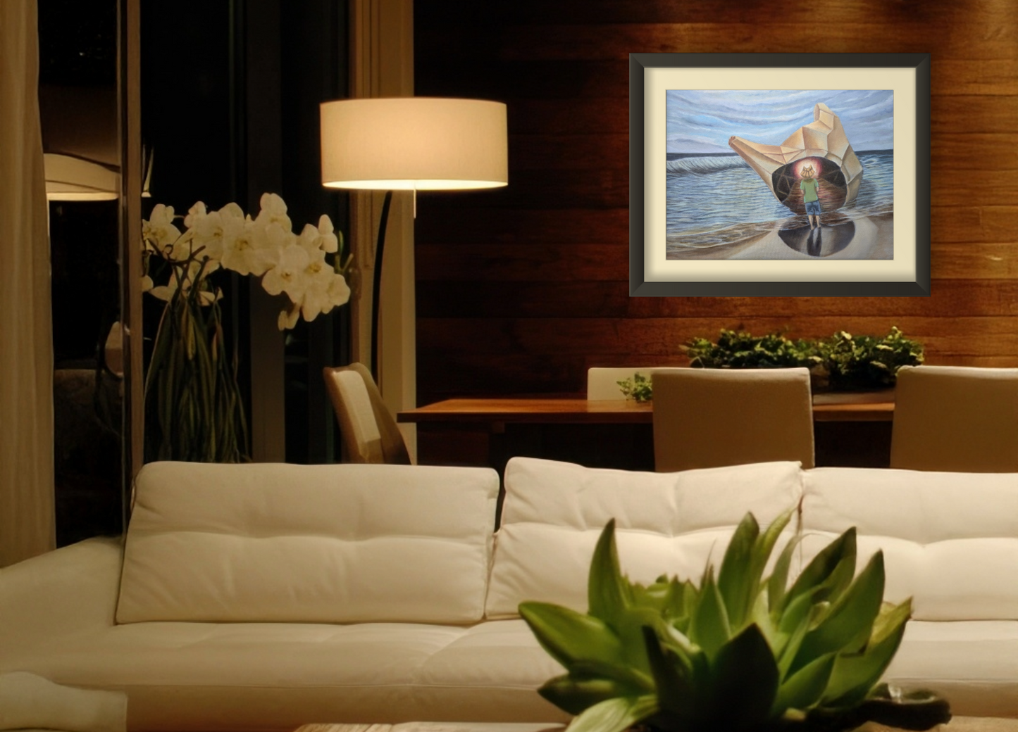 The frame shown is not included with the work